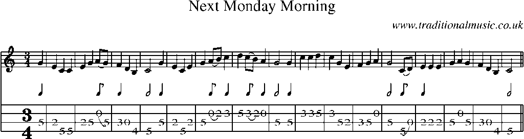 Mandolin Tab and Sheet Music for Next Monday Morning