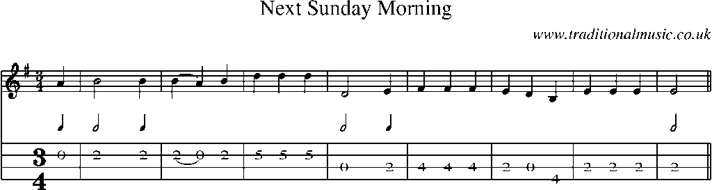 Mandolin Tab and Sheet Music for Next Sunday Morning