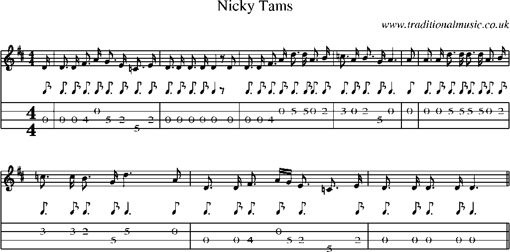 Mandolin Tab and Sheet Music for Nicky Tams
