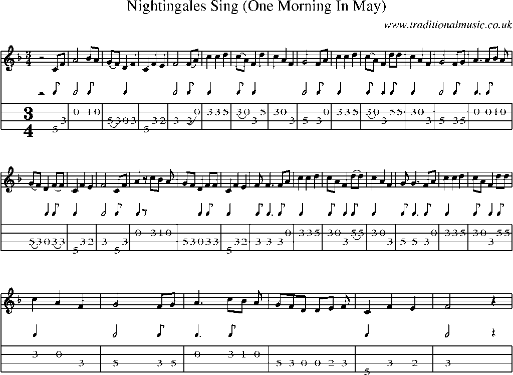 Mandolin Tab and Sheet Music for Nightingales Sing (one Morning In May)