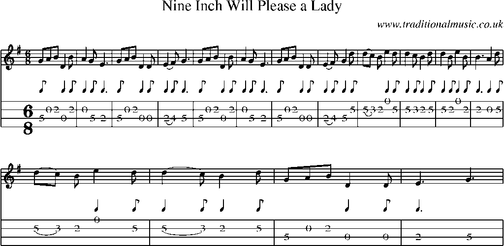 Mandolin Tab and Sheet Music for Nine Inch Will Please A Lady
