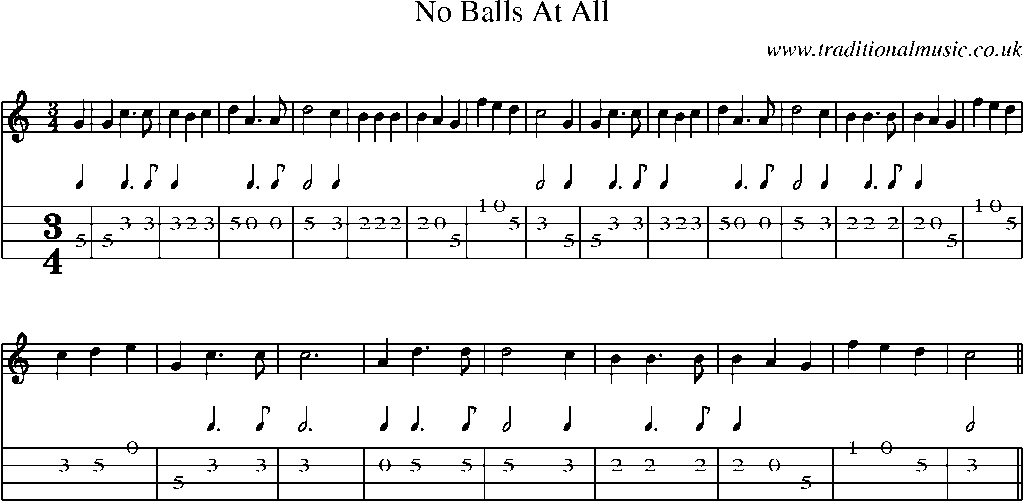 Mandolin Tab and Sheet Music for No Balls At All