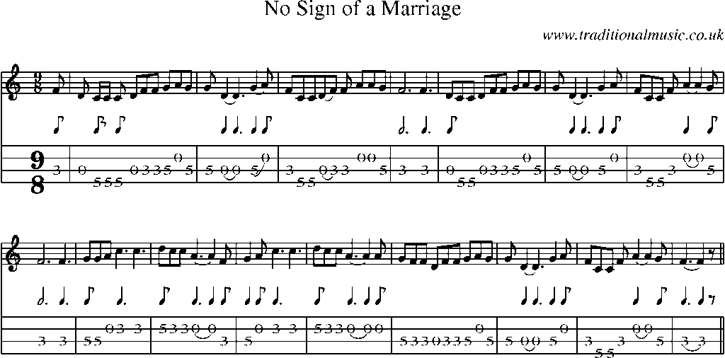 Mandolin Tab and Sheet Music for No Sign Of A Marriage