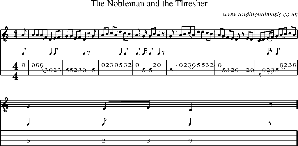 Mandolin Tab and Sheet Music for The Nobleman And The Thresher