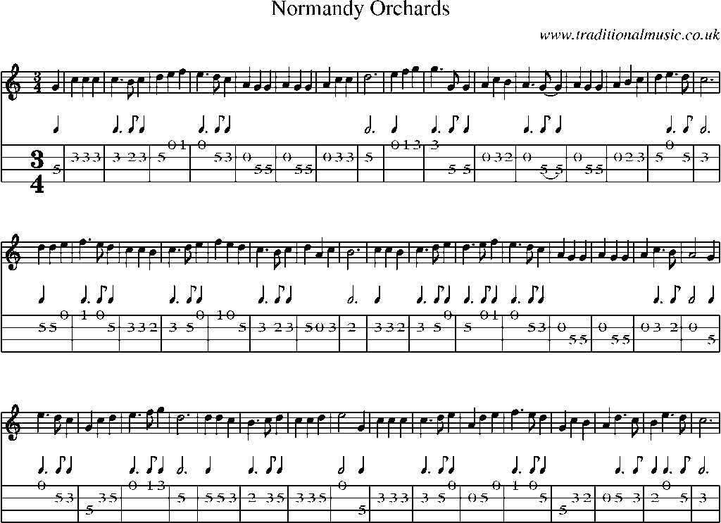 Mandolin Tab and Sheet Music for Normandy Orchards