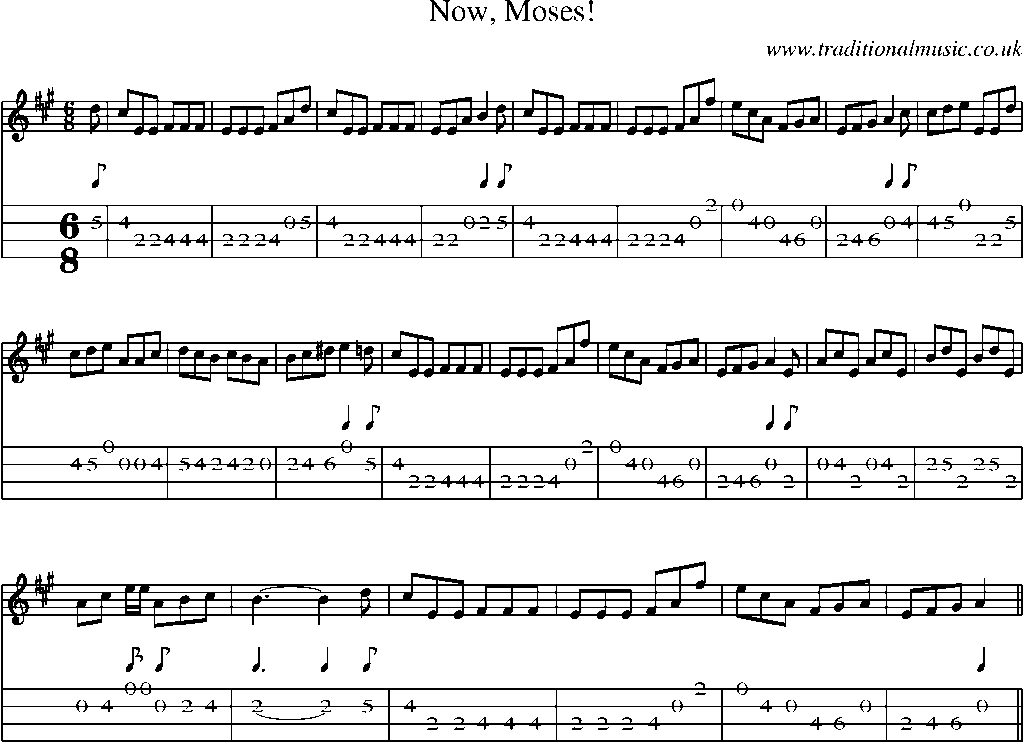Mandolin Tab and Sheet Music for Now, Moses!
