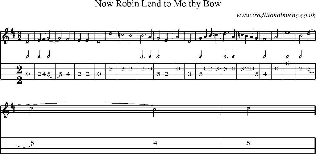 Mandolin Tab and Sheet Music for Now Robin Lend To Me Thy Bow