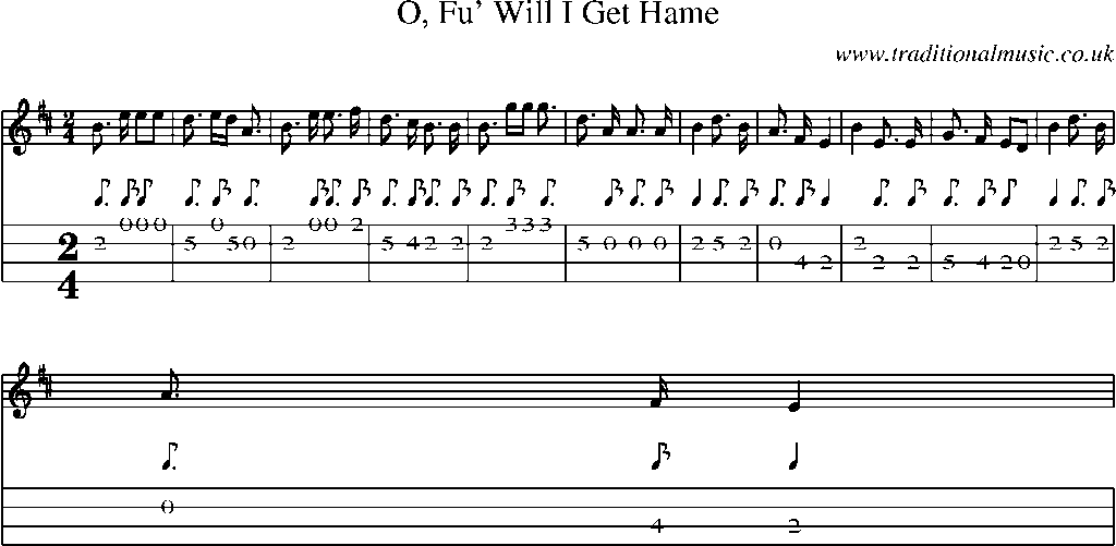 Mandolin Tab and Sheet Music for O, Fu' Will I Get Hame