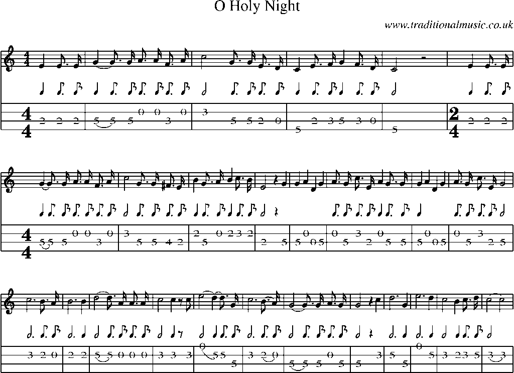 Mandolin Tab and Sheet Music for O Holy Night