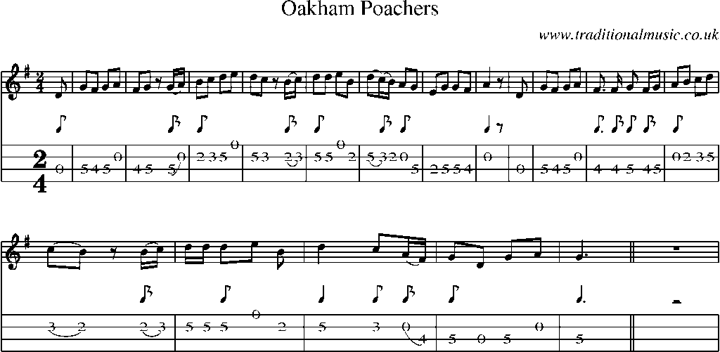 Mandolin Tab and Sheet Music for Oakham Poachers