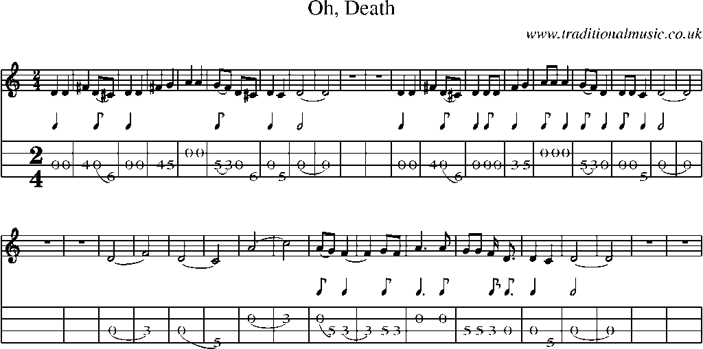 Mandolin Tab and Sheet Music for Oh, Death