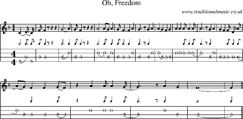 Mandolin Tab and Sheet Music for Oh, Freedom