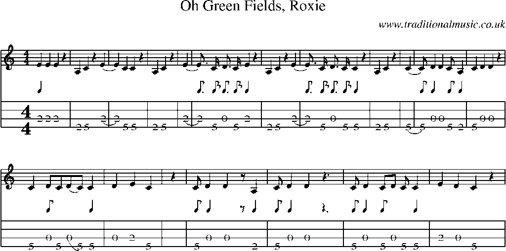 Mandolin Tab and Sheet Music for Oh Green Fields, Roxie