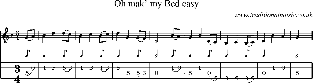 Mandolin Tab and Sheet Music for Oh Mak' My Bed Easy