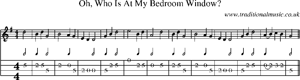 Mandolin Tab and Sheet Music for Oh, Who Is At My Bedroom Window?