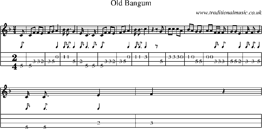 Mandolin Tab and Sheet Music for Old Bangum