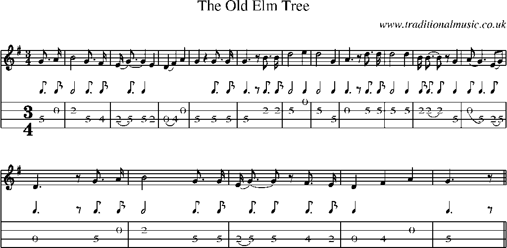 Mandolin Tab and Sheet Music for The Old Elm Tree