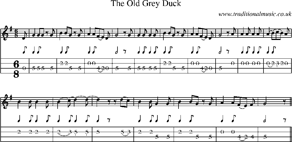 Mandolin Tab and Sheet Music for The Old Grey Duck