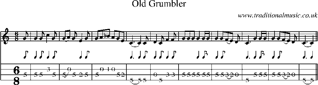 Mandolin Tab and Sheet Music for Old Grumbler