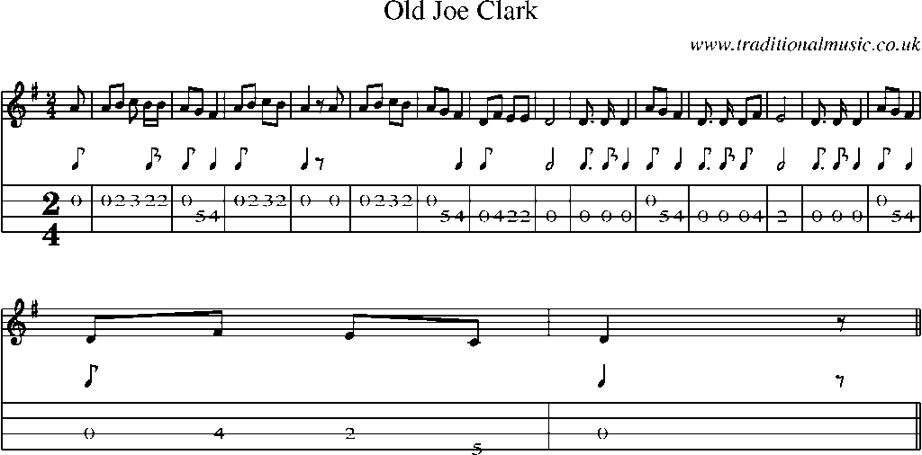 Mandolin Tab and Sheet Music for Old Joe Clark