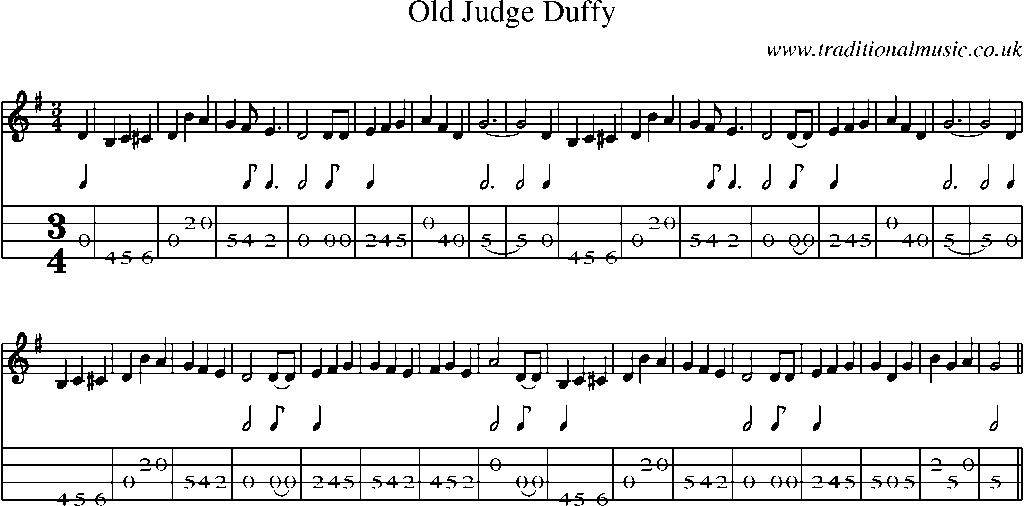 Mandolin Tab and Sheet Music for Old Judge Duffy