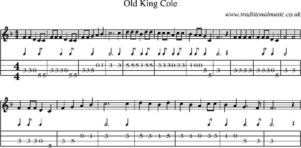 Mandolin Tab and Sheet Music for Old King Cole