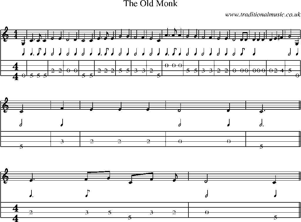Mandolin Tab and Sheet Music for The Old Monk