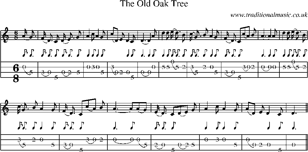 Mandolin Tab and Sheet Music for The Old Oak Tree(1)