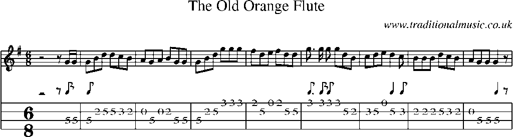 Mandolin Tab and Sheet Music for The Old Orange Flute