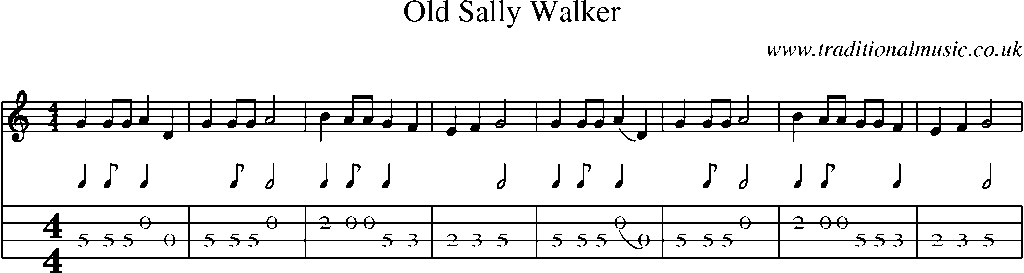 Mandolin Tab and Sheet Music for Old Sally Walker