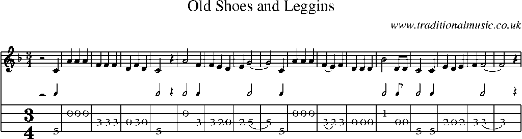 Mandolin Tab and Sheet Music for Old Shoes And Leggins(1)
