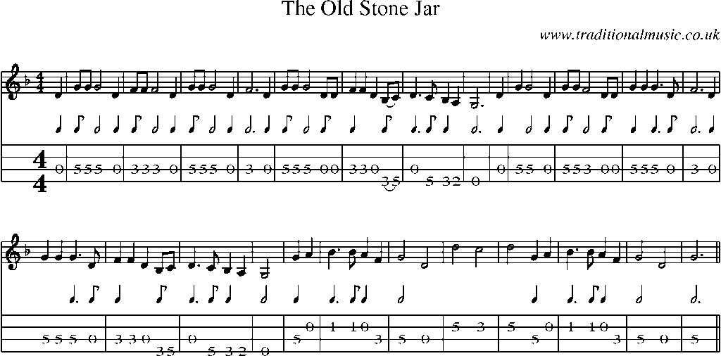 Mandolin Tab and Sheet Music for The Old Stone Jar