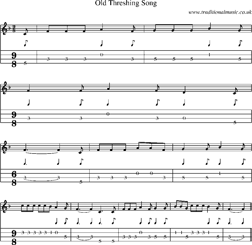 Mandolin Tab and Sheet Music for Old Threshing Song