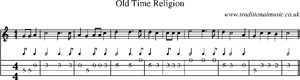 Mandolin Tab and Sheet Music for Old Time Religion