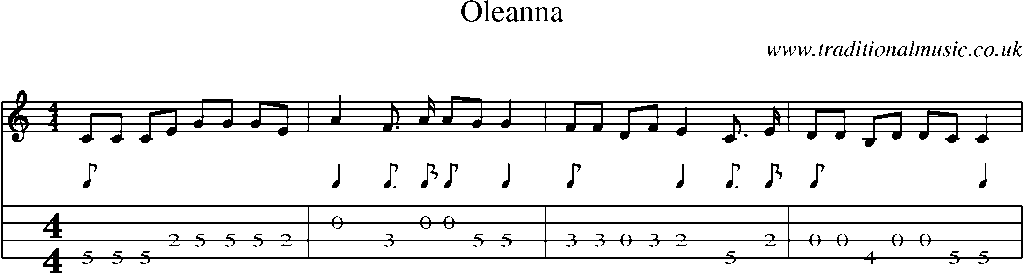Mandolin Tab and Sheet Music for Oleanna