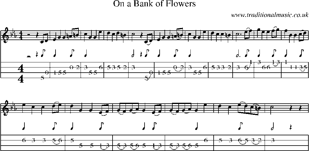 Mandolin Tab and Sheet Music for On A Bank Of Flowers
