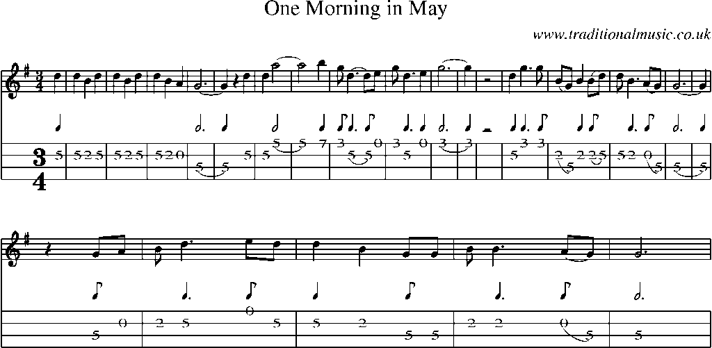 Mandolin Tab and Sheet Music for One Morning In May