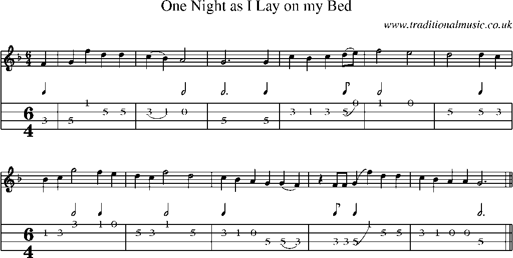 Mandolin Tab and Sheet Music for One Night As I Lay On My Bed