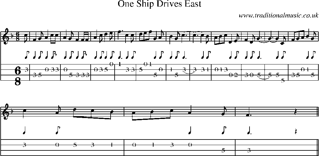 Mandolin Tab and Sheet Music for One Ship Drives East