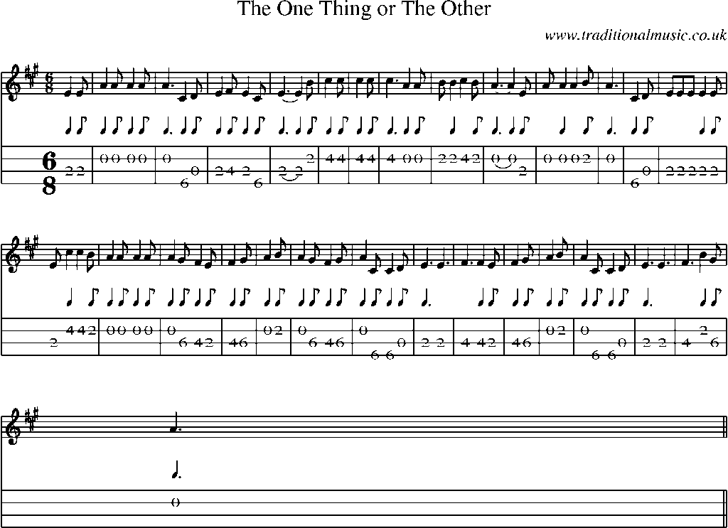 Mandolin Tab and Sheet Music for The One Thing Or The Other