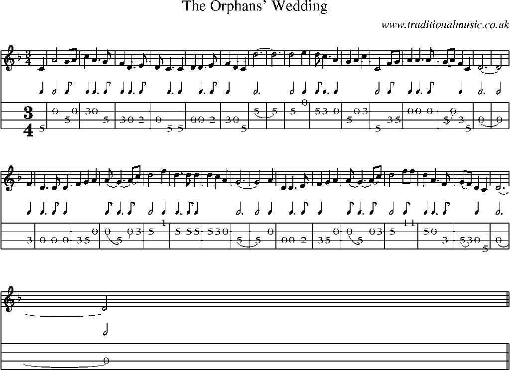 Mandolin Tab and Sheet Music for The Orphans' Wedding