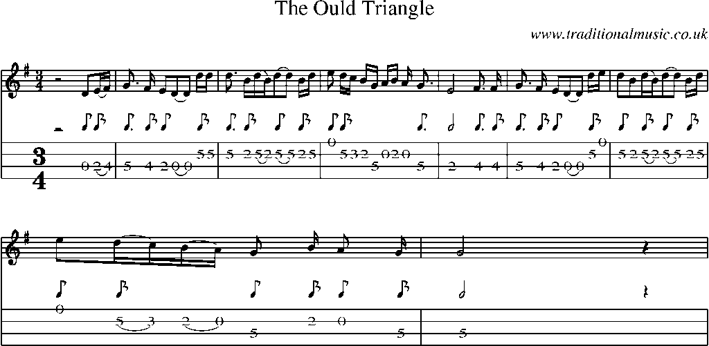 Mandolin Tab and Sheet Music for The Ould Triangle(1)