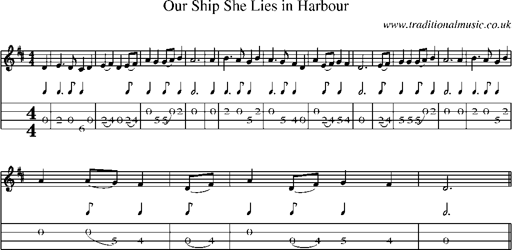 Mandolin Tab and Sheet Music for Our Ship She Lies In Harbour