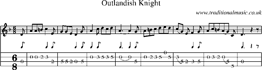 Mandolin Tab and Sheet Music for Outlandish Knight