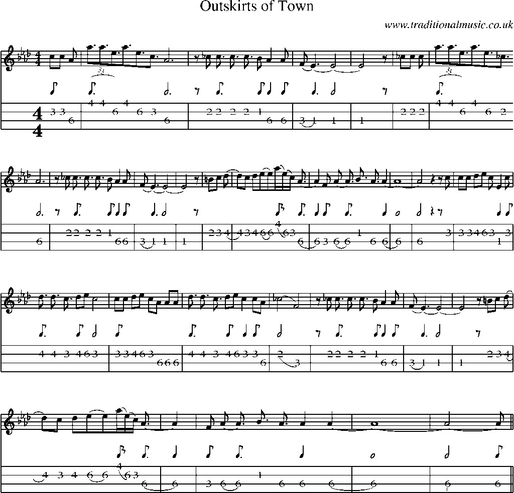 Mandolin Tab and Sheet Music for Outskirts Of Town