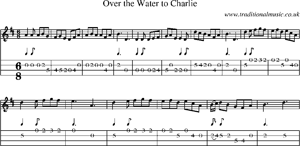 Mandolin Tab and Sheet Music for Over The Water To Charlie