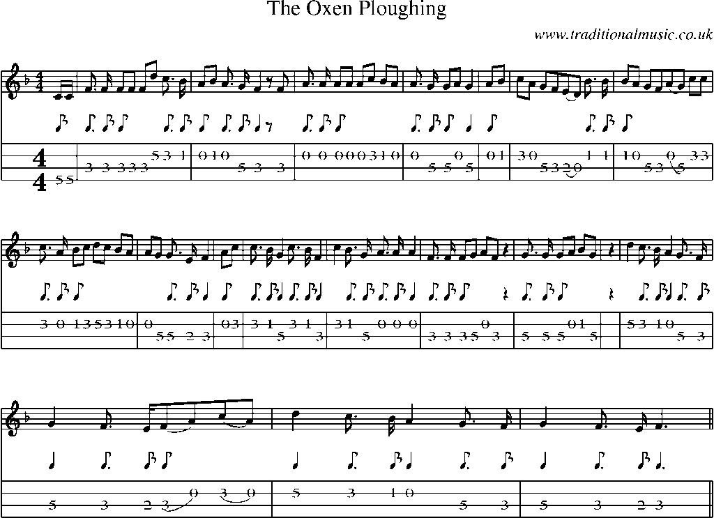 Mandolin Tab and Sheet Music for The Oxen Ploughing