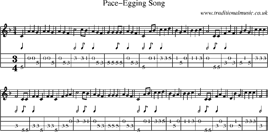 Mandolin Tab and Sheet Music for Pace-egging Song