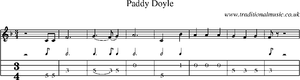 Mandolin Tab and Sheet Music for Paddy Doyle