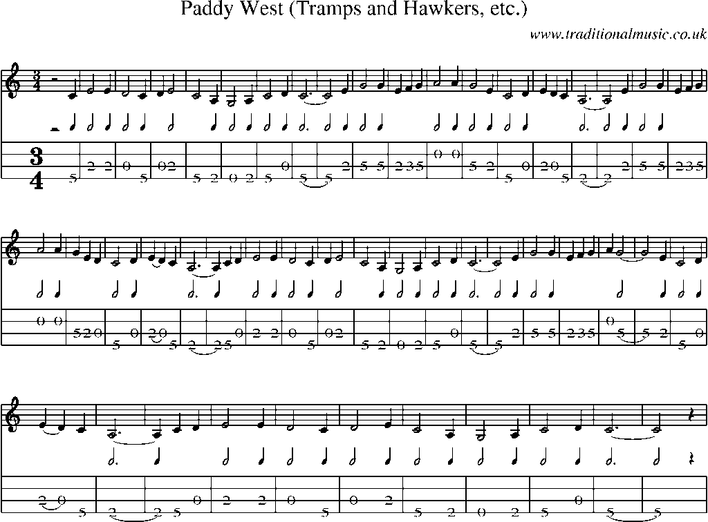 Mandolin Tab and Sheet Music for Paddy West (tramps And Hawkers, Etc.)